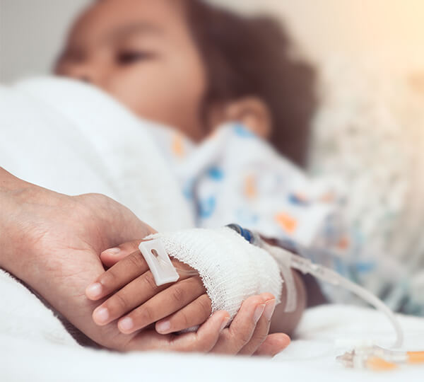 Hospitalized child with IV